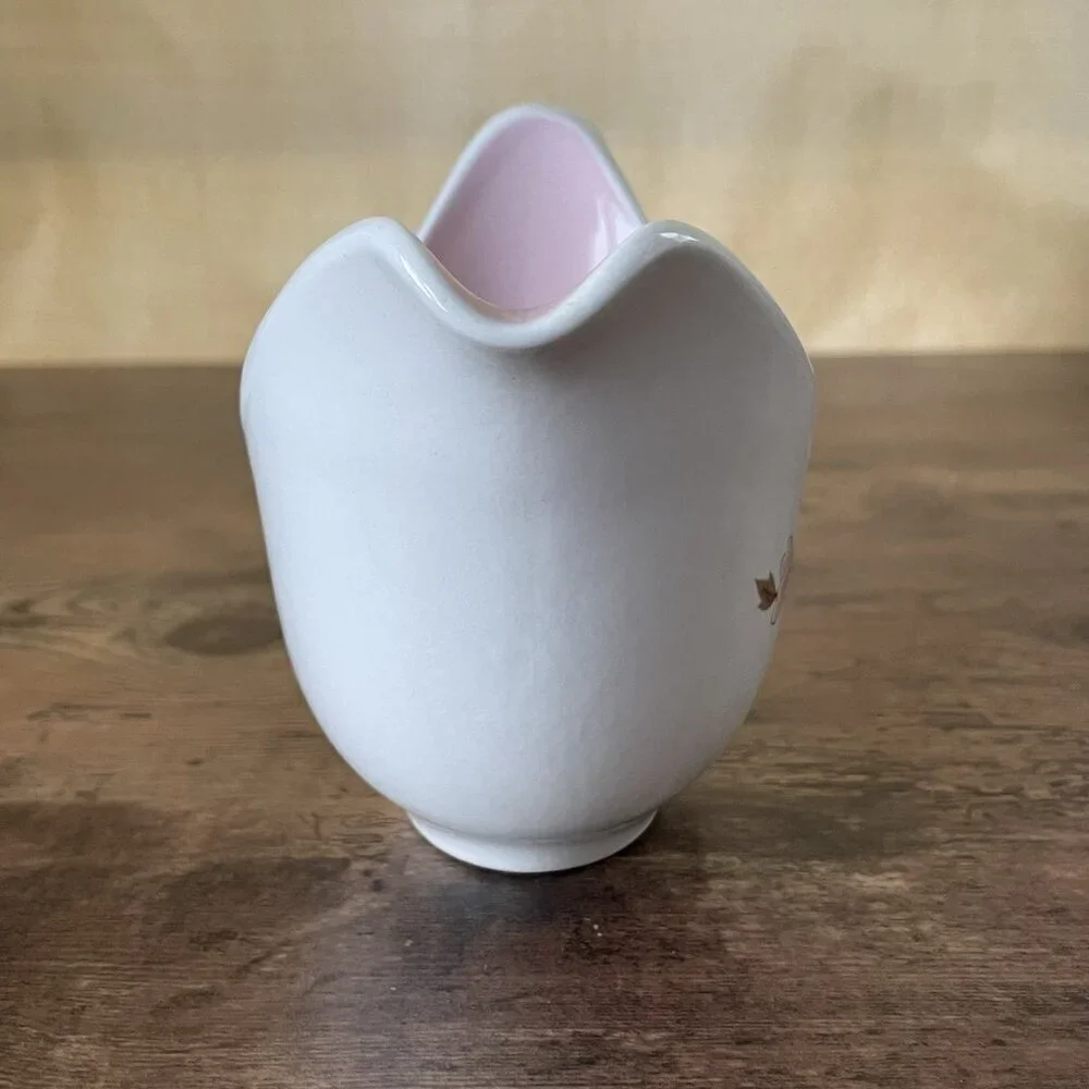 Vintage Taylor Smith Taylor Ever Yours Wild Quince Creamer Pink White Floral MCM